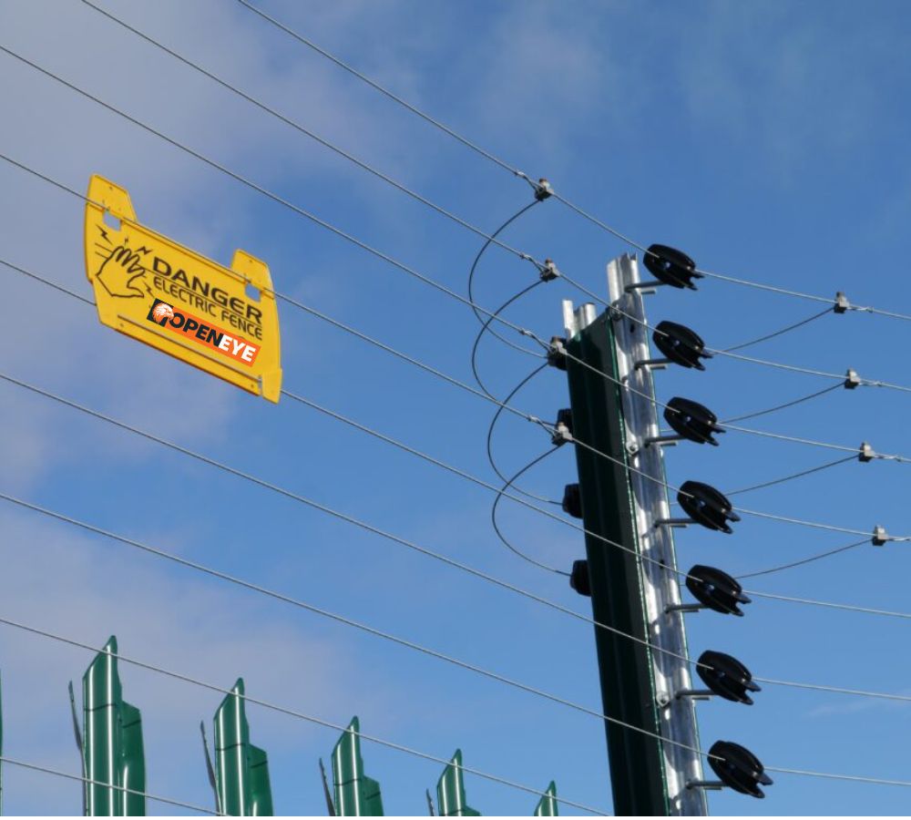 Electric fencing system installed on boundary wall for perimeter security